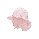 Vaikiška kepurė su raišteliais kaklo apsauga Gėlės Šviesiai rožinė 739 1