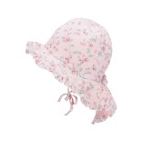 Vaikiška kepurė su raišteliais kaklo apsauga Gėlės Šviesiai rožinė 739 2