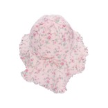 Vaikiška kepurė su raišteliais kaklo apsauga Gėlės Šviesiai rožinė 739 3