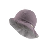 Dvipusė muslino medžiagos kepurė vaikams su kaklo apsauga Švelniai violetinė 600 1