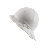 Dvipusė muslino medžiagos kepurė vaikams su kaklo apsauga Švelni kreminė 935 6
