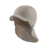 Vaikiška kepurė su kaklo apsauga, muslino medžiaga Švelni kreminė 935 1