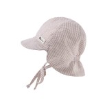 Vasarinė kepurė kūdikiams Dryžuota, su mini kaklo apsauga ir raištukais Plytų oranžinė 987 3