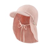 Vienspalvė vaiki&scaron;ka kepurė su kaklo apsauga nuo saulės Rožinė pudra 738 1