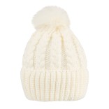 Megzta vaikiška beanie kepurė su bumbulu Balta 908 4
