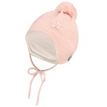 Megzta kepurė kūdikiams Gėlytė Baby pink 731 1