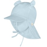 Muslino vaiki&scaron;ka kepurė su kaklo apsauga ir ausytėmis Dangaus melsvumas 313 1