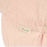 Muslino vaiki&scaron;ka kepurė su kaklo apsauga ir ausytėmis Rožinė pudra 738 4