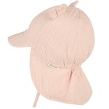 Muslino vaiki&scaron;ka kepurė su kaklo apsauga ir ausytėmis Rožinė pudra 738 3