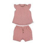 Vaikiški marškinėliai trumpomis rankovėmis ir šortukai Rožiniai, muslino medžiagos Švelniai rausva 707 1
