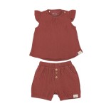Vaikiški marškinėliai trumpomis rankovėmis ir šortukai Rožiniai, muslino medžiagos Švelni rožinė 814 1