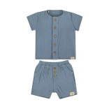 Marškinėliai trumpomis rankovėmis ir šortukai berniukams, muslino medžiagos Šviesiai mėlyna 318 1