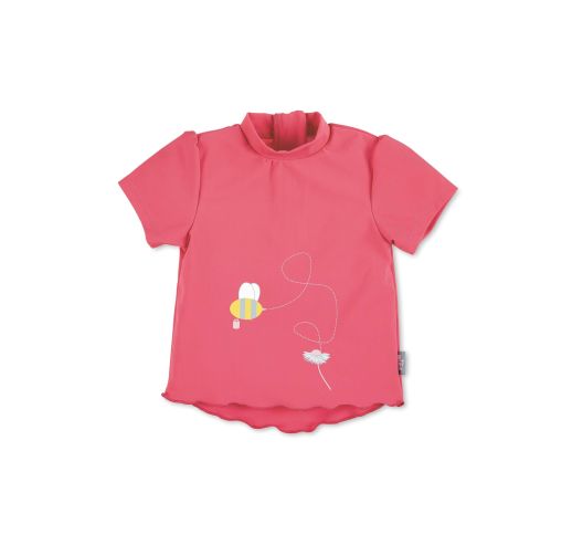 Maudymosi marškinėliai trumpomis rankovėmis mergaitei Bitė Prigesinta rožinė 835