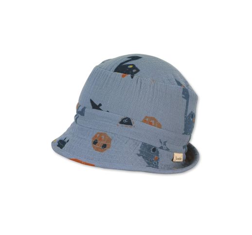  	Vasarinė kepurė vaikams - panama, muslino medžiaga "Dino" 