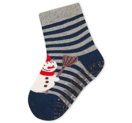 Neslystančios frotinės kojinės vaikams guminiu paduku Sniego senis, SOFT (18-28 dydžiai) Tamsiai mėlyna 300