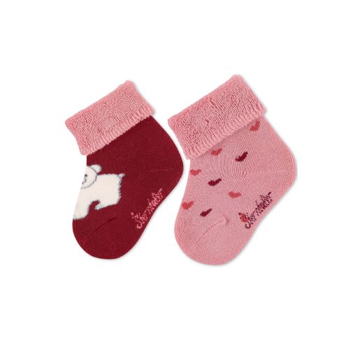Kojinės kūdikiams Širdelės, frotinės 2 poros (14-18 dydžiai) Raudona 885