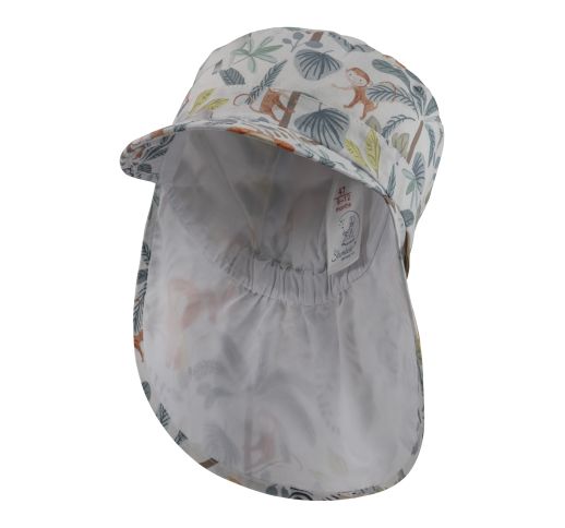 Vasarinė kepurė vaikams su snapeliu ir kaklo apsauga Džiunglės Skaisti balta 500