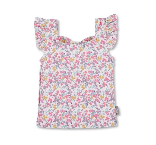Maudymosi marškinėliai mergaitėms, trumpomis rankovėmis Gėlytės ( 80-116 dydžiai) Balta 908