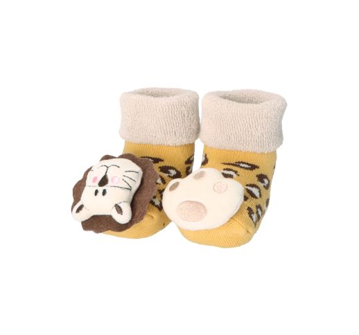 Kojinės su barškučiu kūdikiams Liūtas, frotinės Geltona 115