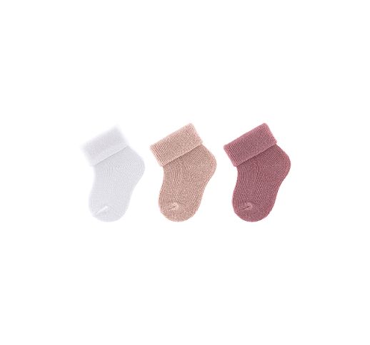 Plonos bambuko pluo&scaron;to kojinės kūdikiams dovanų dėžutėje, 3 poros (0-4 mėn.) Antikinė rausva 749