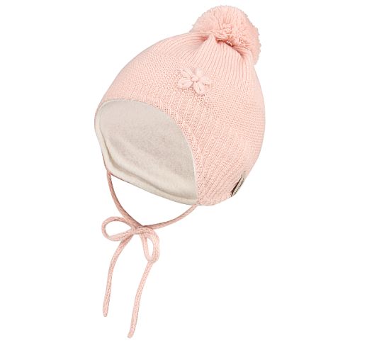 Megzta kepurė kūdikiams Gėlytė Baby pink 731