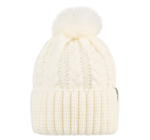 Megzta vaikiška beanie kepurė su bumbulu Balta 908