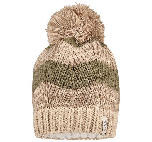 Megzta beanie kepurė su bumbulu Raštas Šokoladinė 985