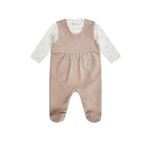Šliaužtinukai ir marškinėliai kūdikiams Lilly, 2 dalių, veliūriniai Šiaudų 913