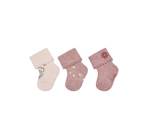 Kojinės kūdikiams Peliukas, 3 poros (16-18 dydžiai), frotinės Baby pink 731