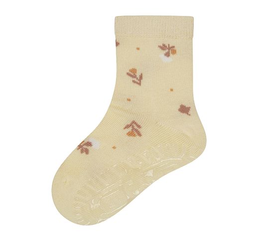 Neslystančios kojinės vaikams guminiu paduku Gėlių puok&scaron;tė, SUN (20-28 dydžiai) Prigesinta geltona 125