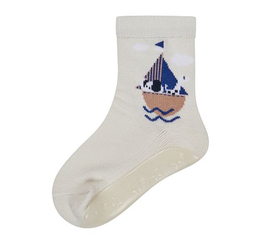 Neslystančios kojinės vaikams pilnai guminiu paduku Laivelis (20-28 dydžiai) Pilk&scaron;va 518