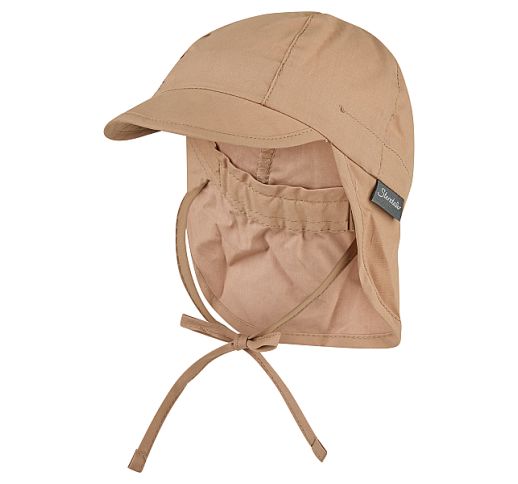 Vasarinė kepurė vaikams su mini kaklo apsauga ir rai&scaron;teliais One color Pilk&scaron;vai smėlinė 931