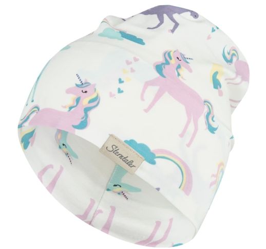 Vaiki&scaron;ka kepurė beanie Spalvoti vienaragiai Skaisti balta 500