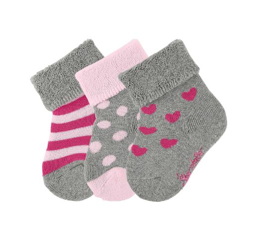 Frotinės kojinės kūdikiams "Širdelės", 3 poros 