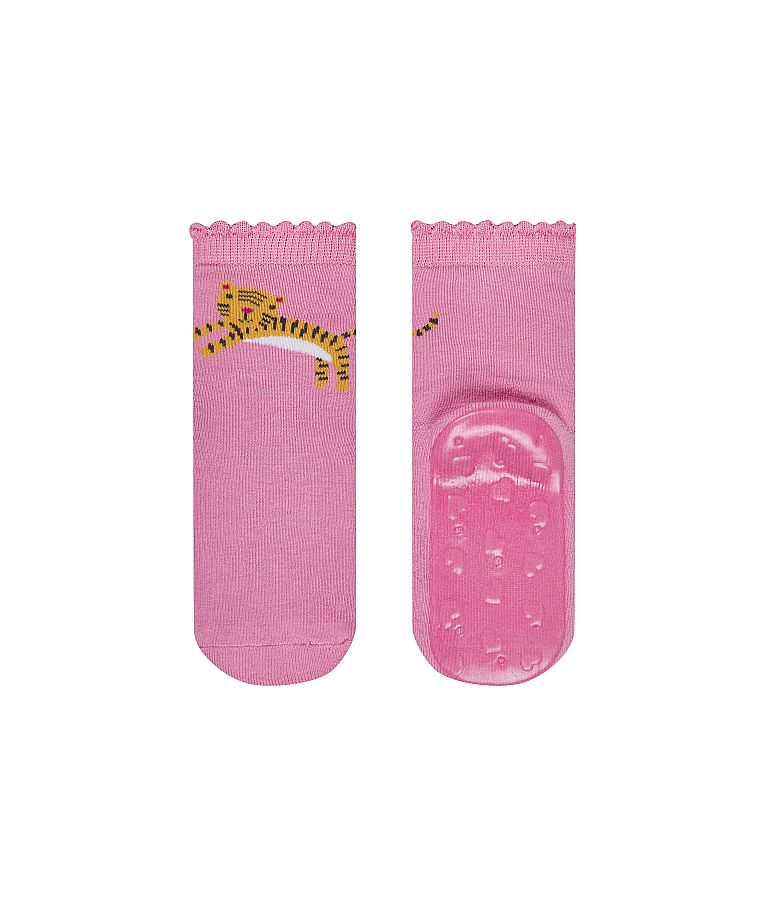 Neslystančios kojinės vaikams pilnai guminiu paduku Tigras, 2 poros (18-28 dydžiai) Tamsiai rausva 737 2