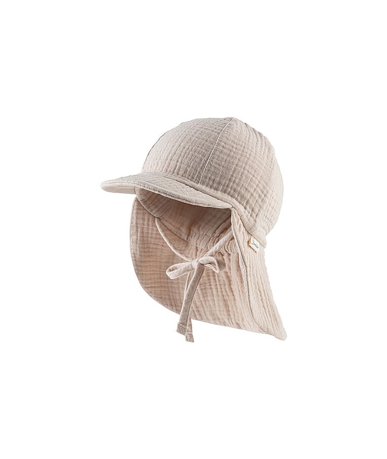 Vienspalvė vaiki&scaron;ka kepurė su kaklo apsauga nuo saulės &Scaron;velni kreminė 935 1