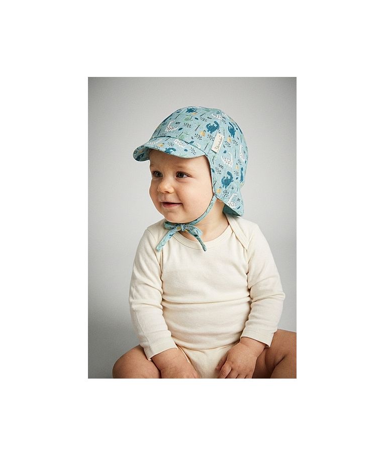 Kūdikių kepurė su kaklo apsauga Dino parkas Pastelinė turkio melsva 400 6