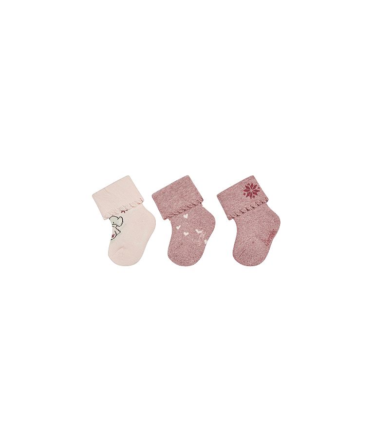 Kojinės kūdikiams Peliukas, 3 poros (16-18 dydžiai), frotinės Baby pink 731 1