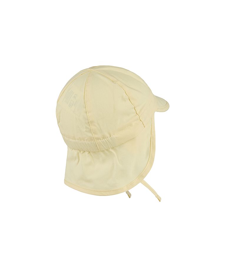 Vasarinė kepurė vaikams su mini kaklo apsauga ir rai&scaron;teliais One color Prigesinta geltona 125 2