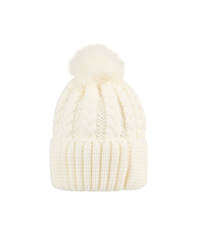 Megzta vaikiška beanie kepurė su bumbulu Balta 908 2