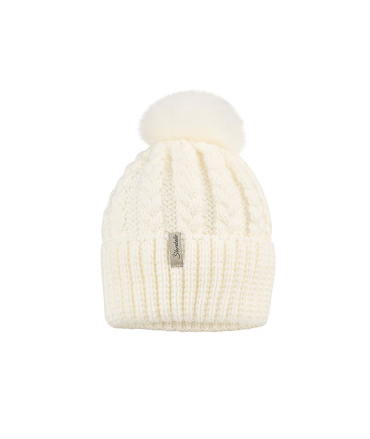Megzta vaikiška beanie kepurė su bumbulu Balta 908 3