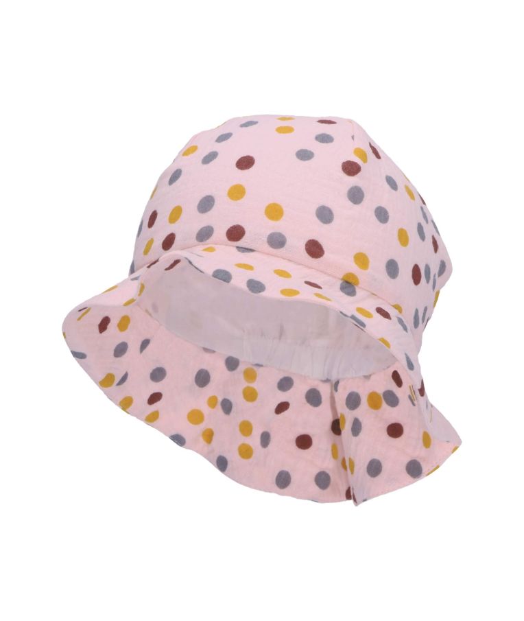 Muslino medžiagos kepurė vaikams su kaklo apsauga Rausva 702 1
