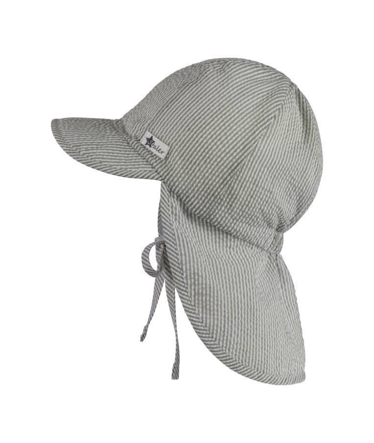 Vasarinė kepurė vaikams Dryžuota, su kaklo apsauga ir raištukais Pastelinė žalia 238 2