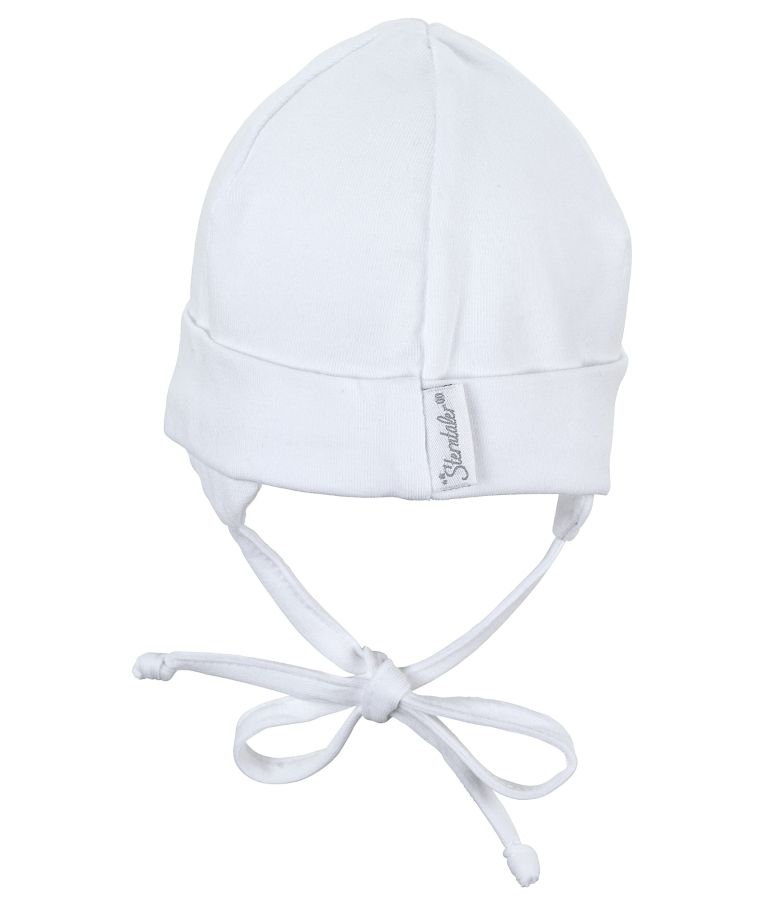 Trikotažinė vaikiška kepuryė su raišteliais Skaisti balta 500 4