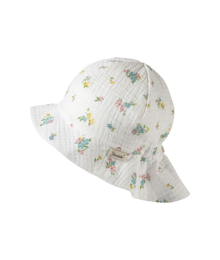 Vasarinė kepurė mergaitėms su trumpa kaklo apsauga Balta, muslino medž. Balta 908 3