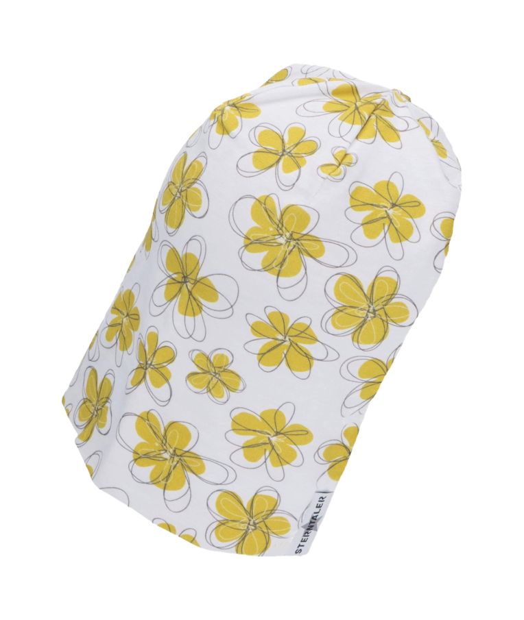 Vienguba vaikiška trikotažinė kepurė Geltonos gėlės Skaisti balta 500 5