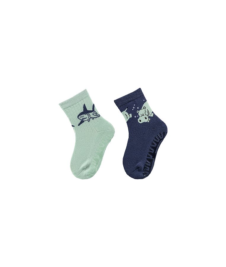 Kojinės vaikams neslystančiu paduku Begemotas, ABS, 2 poros (18-28 dydžiai) Mėta 201 1
