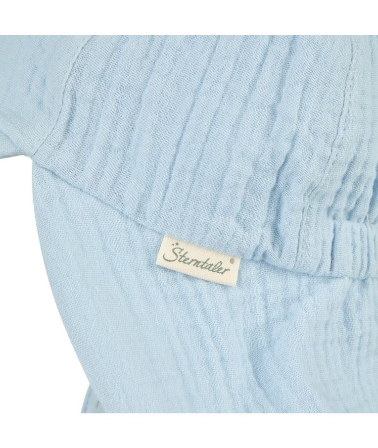 Muslino vaiki&scaron;ka kepurė su kaklo apsauga ir ausytėmis Dangaus melsvumas 313 4