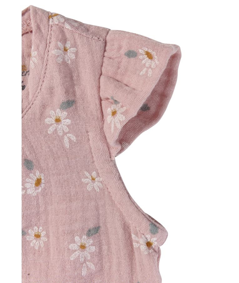 Marškinėliai ir šortukai mergaitėms Gėlytės 56-86cm., muslino medž. Antikinė rausva 749 4