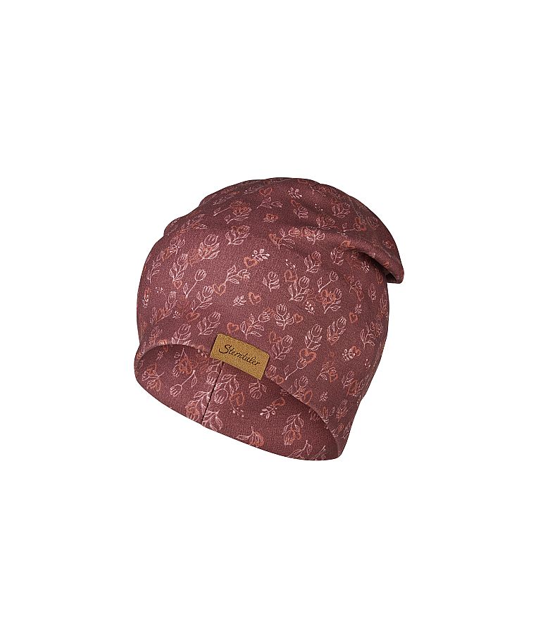 Beanie kepurė vaikams Gėlės ir &scaron;irdys Bly&scaron;ki bordo 799 1